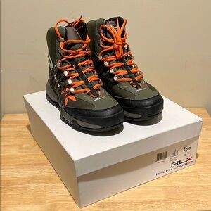 Ralph Lauren Men's Green and Orange Hiking Boots